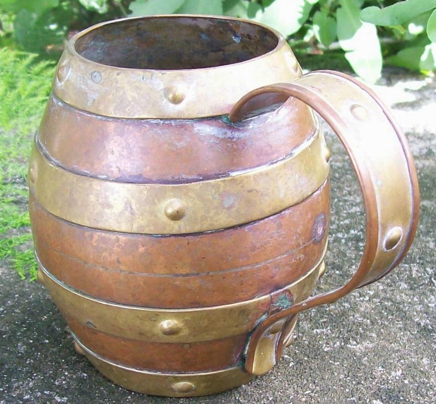 Arts & Crafts Copper Mug with Brass Bands