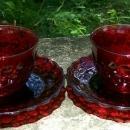 A. Hocking Glass Ruby Red Bubble Cup & Saucer 1940's-60's