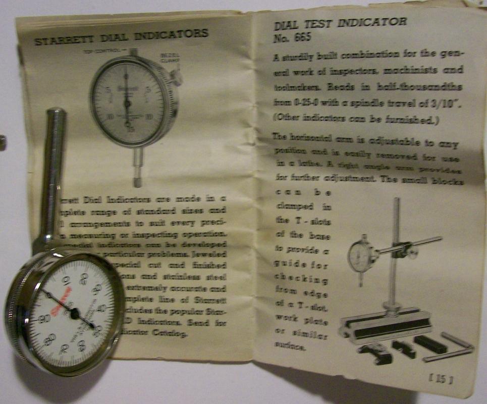 Starrett Dial Test Indicator Tool #196B with Box & Catalog