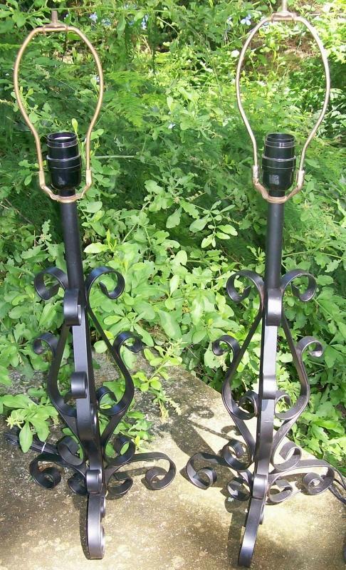 Metal Scrollwork Lamp Pair: Ca. 1960's