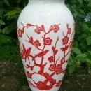 A. Hocking Glass Vitrock Vase Red Birds & Blossoms