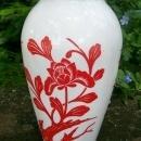 A. Hocking Glass Vitrock Vase Red Birds & Blossoms