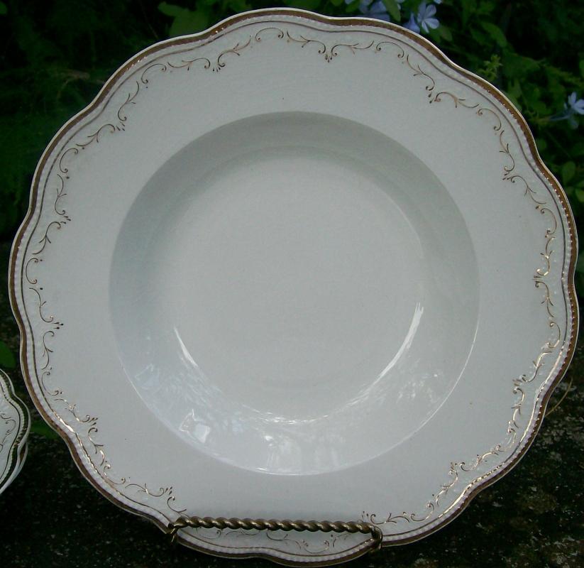 Grindley China Ceramic Soup Bowl Set England Ca. 1920's White/Gold