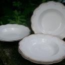 Grindley China Ceramic Soup Bowl Set England Ca. 1920's White/Gold