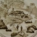 Brown Transfer Ceramic Saucer Oriental Fisherman 1870's-80's English