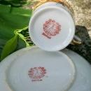 Japanese Lusterware Ceramic Demitasse Cup & Saucer Orange Floral