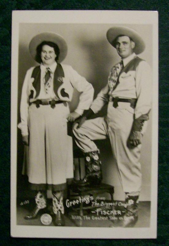 Circus Freak Postcard Fischers The Biggest Couple Late 30's-48 Black & White Photo