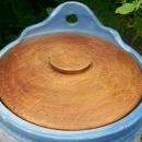 Brush-McCoy Stoneware Grapeware Salt Box with Wooden Lid Blue & White