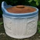 Brush-McCoy Stoneware Grapeware Salt Box with Wooden Lid Blue & White