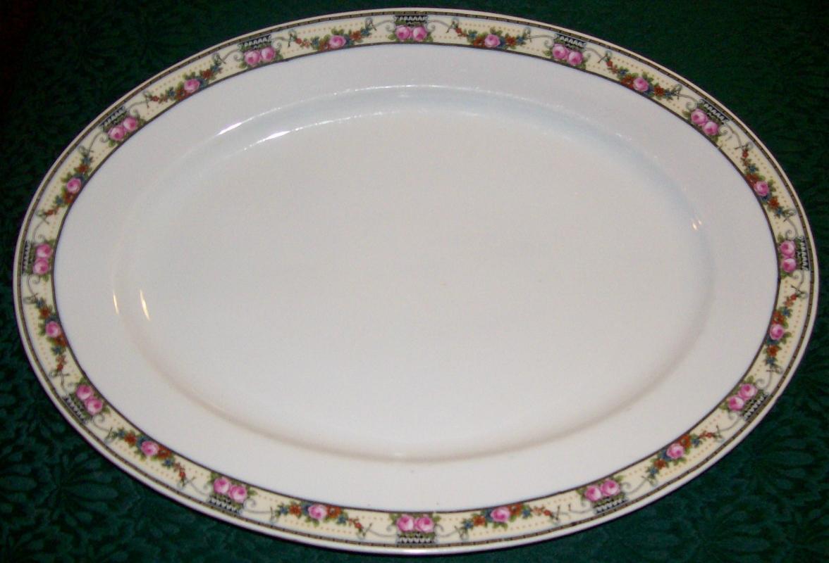 Victoria Czechoslovakia Ceramic Platter VIT43 Schmidt & Co. Pink Rose Border 15 3/8