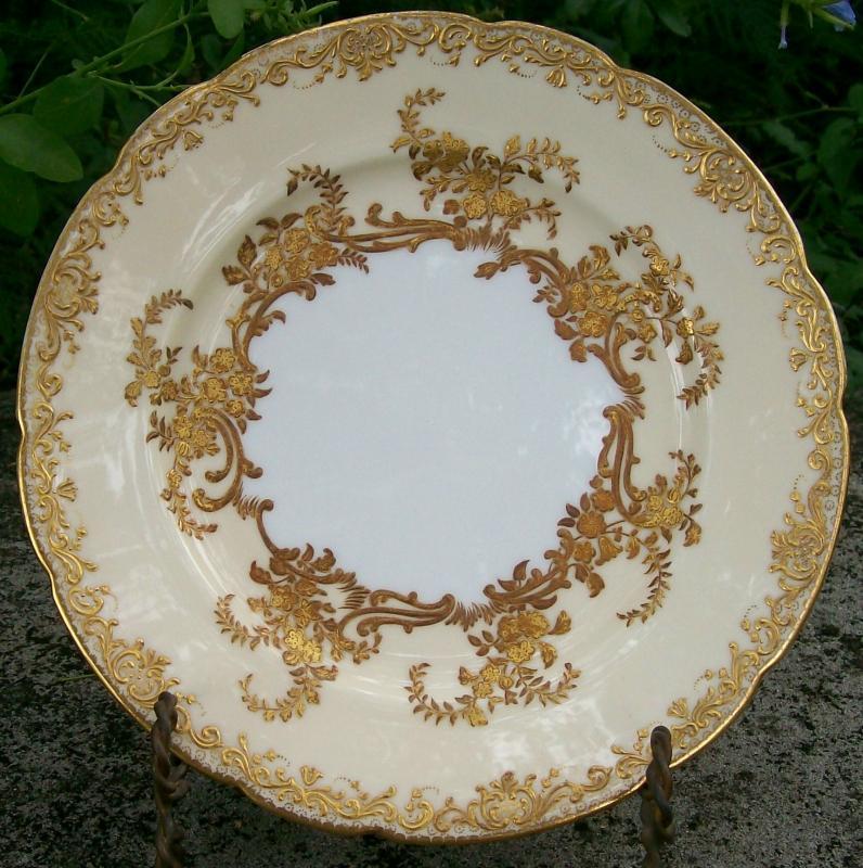 Coalport Porcelain Gold Encrusted Plate: 1880's 9.25