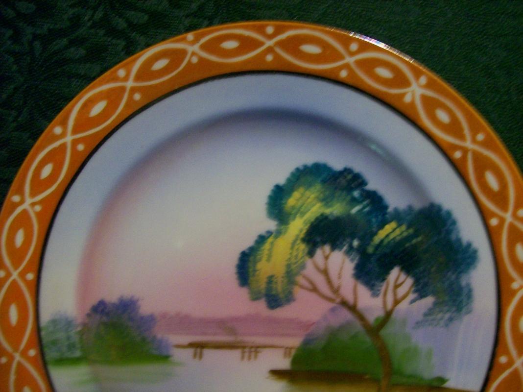 Japanese Luster Ware Plate: Patterned Rim