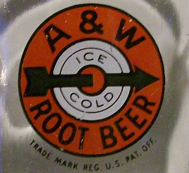 A&W Root Beer Glass Soda Advertising Mug 1940's-50's Bulls-Eye Logo