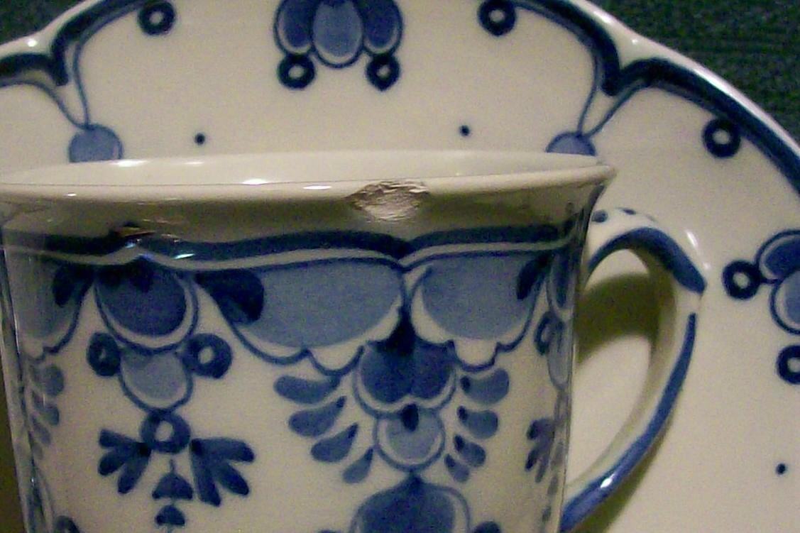 Zenith Gouda Delfts Blue Ceramic Demitasse Cups & Saucers #1022