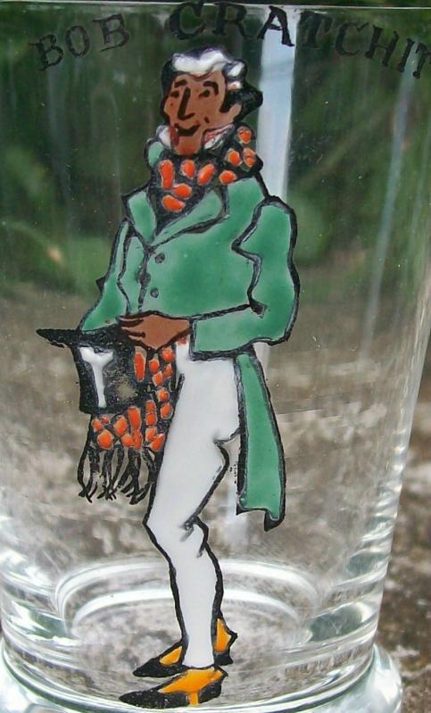 Dickens Enameled Glass Jigger: Bob Cratchit