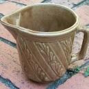 Monmouth/Western Stoneware Ceramic Pitcher Brown Glaze Spiral Leaf Band 5.25