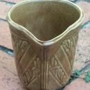 Monmouth/Western Stoneware Ceramic Pitcher Brown Glaze Spiral Leaf Band 5.25