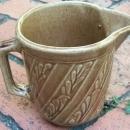 Monmouth/Western Stoneware Ceramic Pitcher Brown Glaze Spiral Leaf Band 5.25