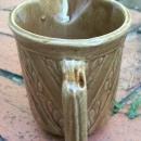 Monmouth/Western Stoneware Ceramic Pitcher Brown Glaze Spiral Leaf Band 5.25