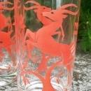 Federal Glass Gazelle Tumblers Set of 4 1950's Red on Clear