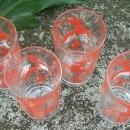 Federal Glass Gazelle Tumblers Set of 4 1950's Red on Clear