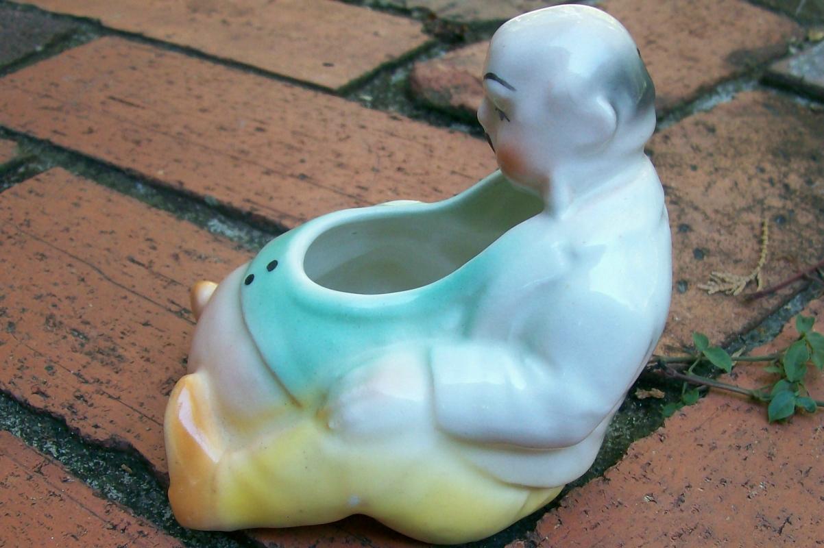 Czech Figural Man Pipe Holder / Cachepot