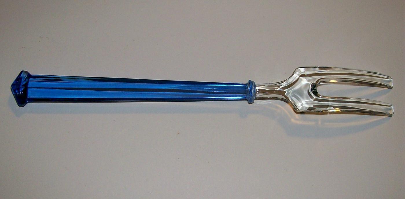 Depression Glass Fork with Cobalt Blue Handle