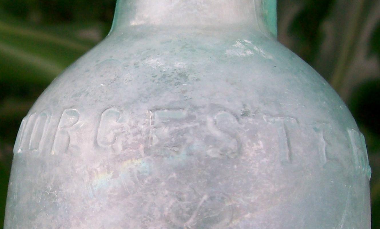 Lea & Perrins Worcestershire Glass Bottle 1876-80's Aqua Green 8.5