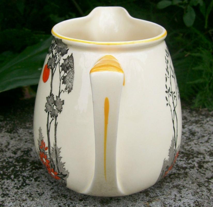 Wedgwood Art Deco Ceramic Pitcher: Shoreline with Orange & Black