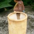 Japan Ceramic Cachepot: Faux Wood-carving Vagabond