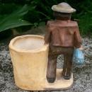 Japan Ceramic Cachepot: Faux Wood-carving Vagabond
