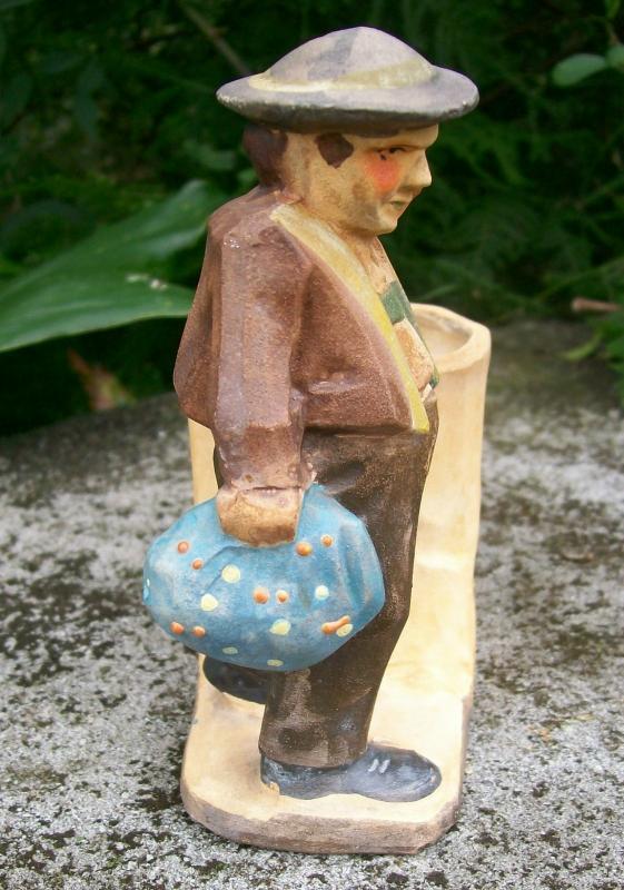 Japan Ceramic Cachepot: Faux Wood-carving Vagabond
