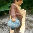 Japan Ceramic Cachepot: Faux Wood-carving Vagabond