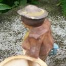 Japan Ceramic Cachepot: Faux Wood-carving Vagabond