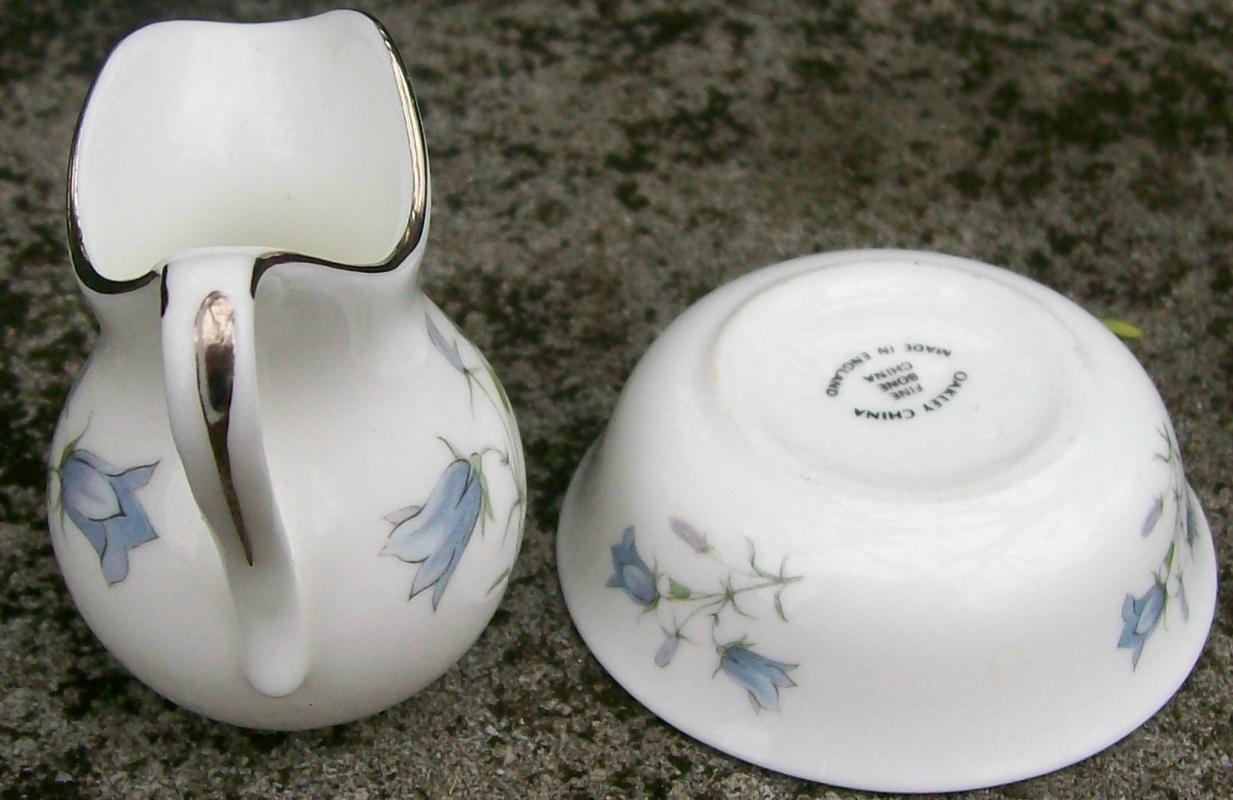 Oakley Bluebell Miniature Bone China Pitcher & Bowl Set Blue & White