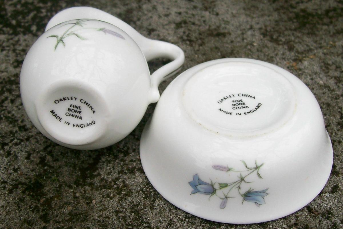 Oakley Bluebell Miniature Bone China Pitcher & Bowl Set Blue & White