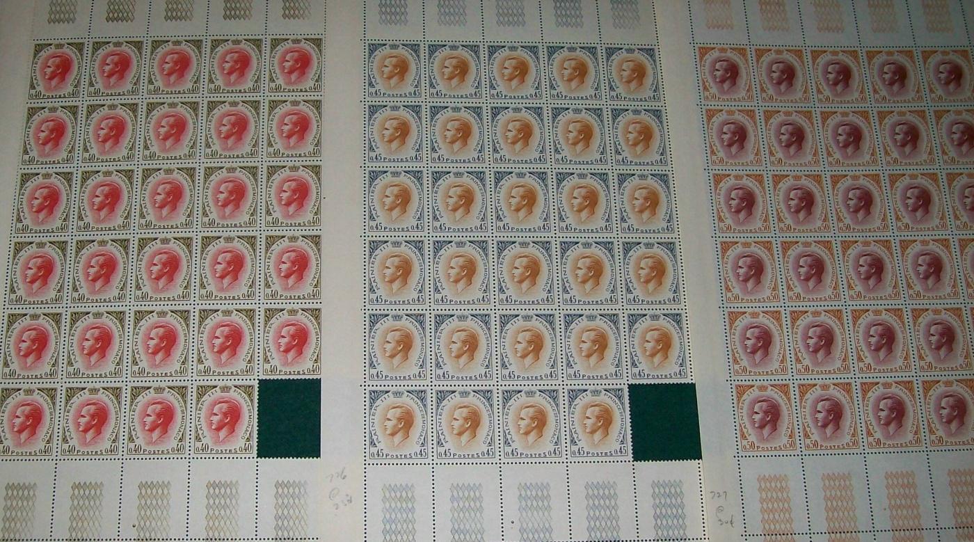 Monaco Postage Stamps: Uncancelled 1969-70 SN#725-727