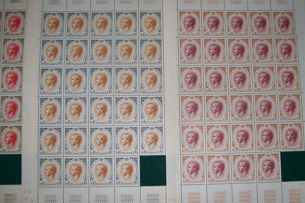Monaco Postage Stamps: Uncancelled 1969-70 SN#725-727