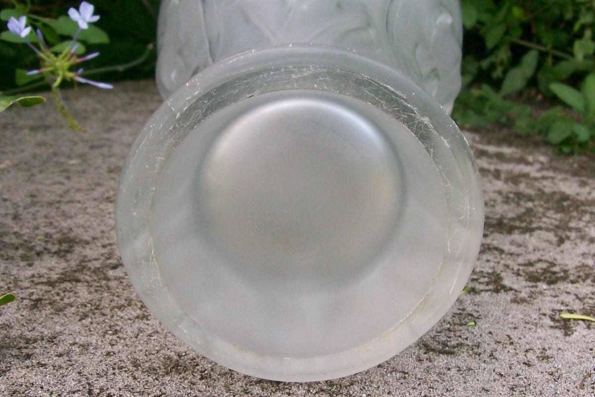 Weil Czechoslovakian Satin Glass Vase with Iris Pattern 9 7/8