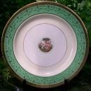 Le Mieux Gold Encrusted Ceramic Plate Three Women Center Medallion Green Band
