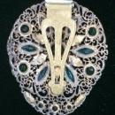 Dress Clip: Brass Filigree with Green Stones