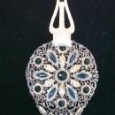 Dress Clip: Brass Filigree with Green Stones