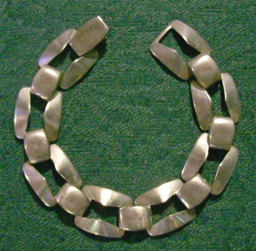 Sterling Silver Bracelet Rectangular Links 1950s Signed MP