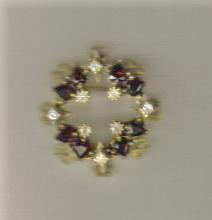 Faux Ruby & Rhinestone Circle Pin: 1940's