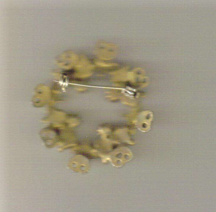 Faux Ruby & Rhinestone Circle Pin: 1940's