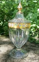 Westmoreland Colonial Candy Jar: Gold Band & Hand-painted Flowers