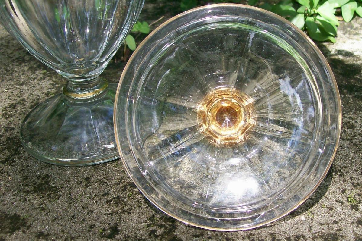 Westmoreland Colonial Candy Jar: Gold Band & Hand-painted Flowers