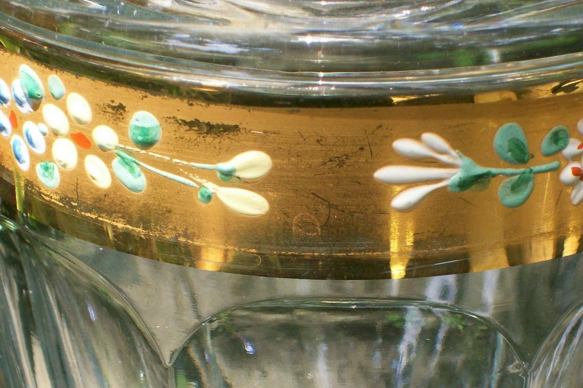 Westmoreland Colonial Candy Jar: Gold Band & Hand-painted Flowers