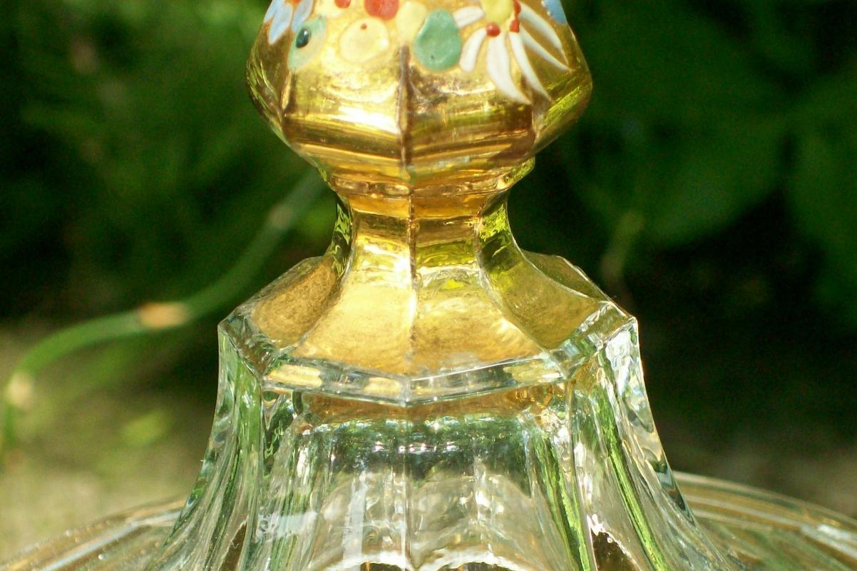 Westmoreland Colonial Candy Jar: Gold Band & Hand-painted Flowers
