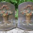 Bradley & Hubbard Cast Iron Bookends: Flower Basket